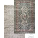 Flatlay of Totter & Tumble patterned play mat in the style of a Persian rug, with the reversible design visible on the flip side