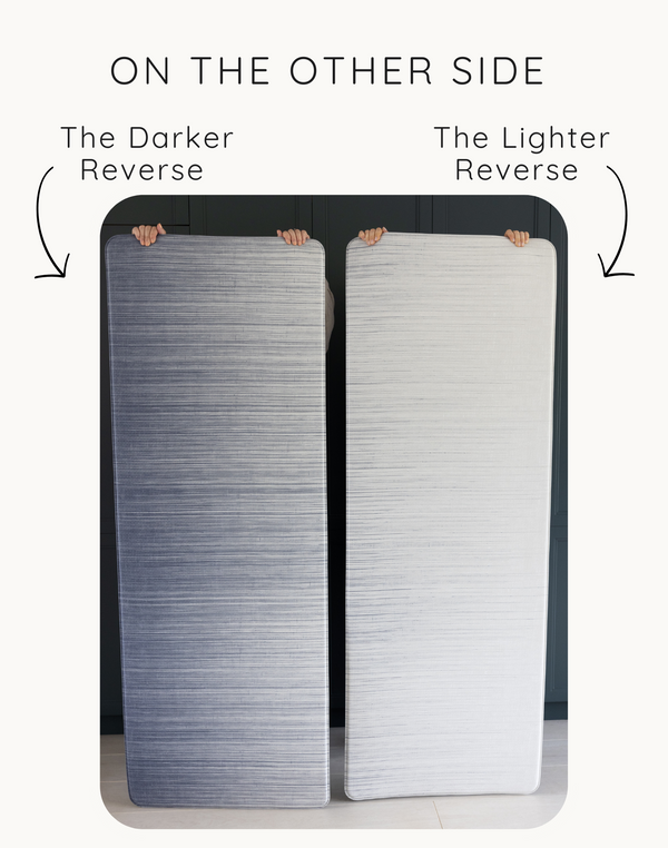Comparing the dark and light versions of the Kasuri runner so you can choose the design that best suits your home