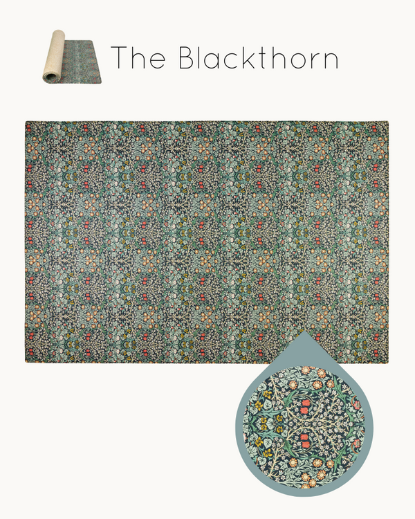 Jewel toned Blackthorn play mat with Morris & Co. motif