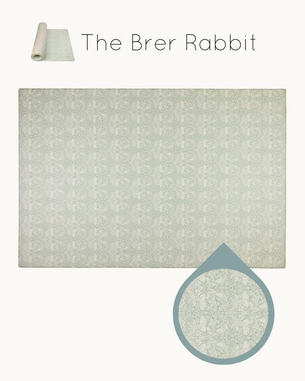 Cute Brer Rabbit play mat with timeless Morris & Co. motif
