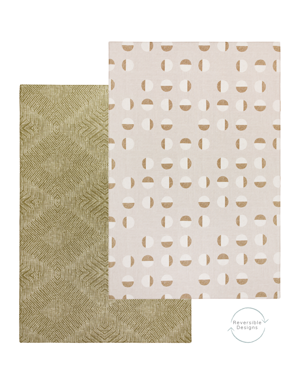 Tan play mat with green play mat on the reverse designed with two designs so you can style your home with a different look 