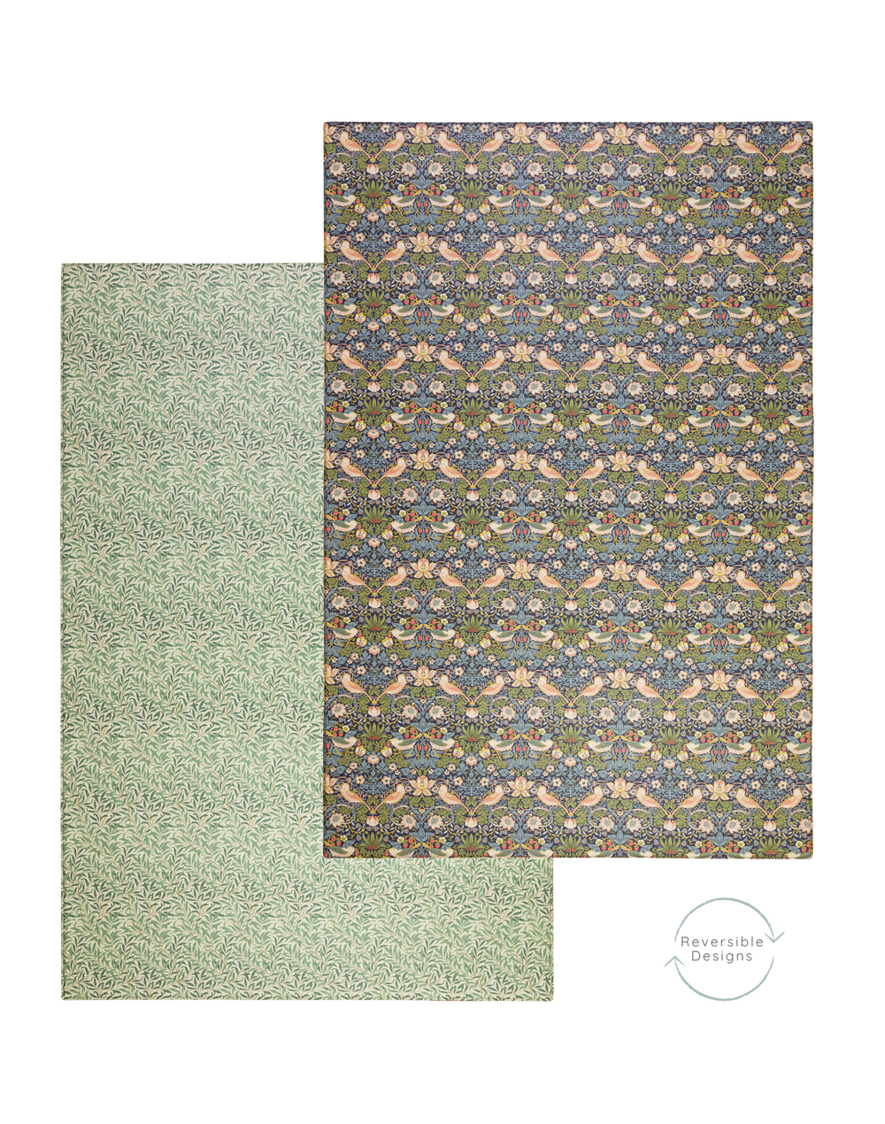 reversible playmat with iconic heritage designs willow boughs and strawberry thief by morris and co. ideal for styling into modern family spaces