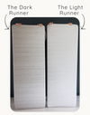 Comparing the darker and lighter play runner Tali designs with two versions so you can choose the hue best for your space 