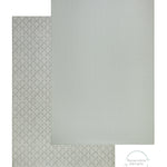 Rectangular rug-like play mat shown on a white background, with one mat partially slid off the other to reveal both sides. The top mat is a solid light sage green with a subtle shell pattern, and the bottom mat has a repeating diamond lattice pattern. | SKU: 26 BEACH/GATHER XL, 26 BEACH/GATHER STD, 26 BEACH/GATHER COMP