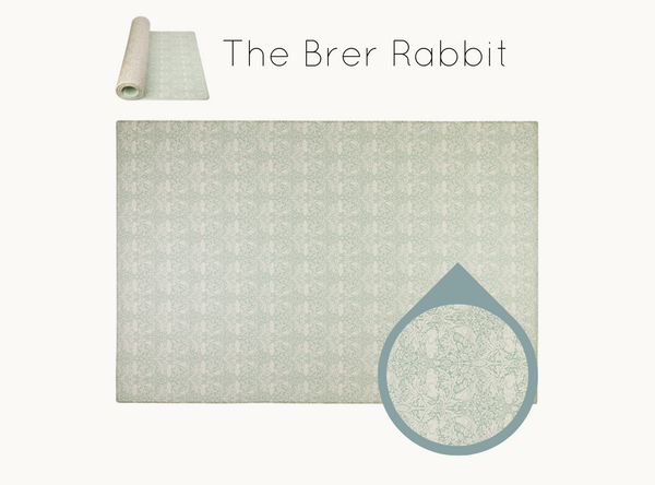 Cute Brer Rabbit play mat with timeless Morris & Co. motif