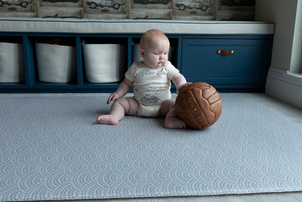 seafarer padded play mat for your home, best baby buy for the whole family. wipedown and reversible interior led floor mats that look like an area rug!